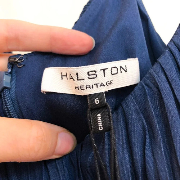 Halston Heritage Evening Collection Navy Lace Ruffle Cocktail Party Dress 6 NWT - Picture 8 of 11